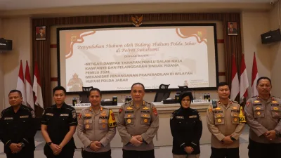 Antusiasme Anggota Polres Sukabumi dalam Mengikuti Penyuluhan Hukum Yang digelar Bidkum Polda Jabar