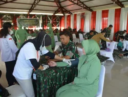 Kodim 1710/Mimika Laksanakan Kegiatan Bhakti Sosial Donor Darah Dalam Rangka Peringatan HUT Ke-78 Persit Kartika Chandra Kirana