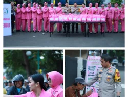 Polres Sukabumi Bersama Bhayangkari Bagikan Ratusan Takjil Kepada Warga Sekitar Dan Pengguna Jalan Di Palabuhanratu