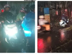 Pohon Tumbang Halangi Lalu Lintas Di Kecamatan Caringin, Polsek Caringin Cepat Tanggap Turun Tangan Atas Kejadian Tersebut