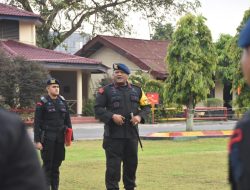 Dansat Brimob Polda Riau Terjunkan Ratusan Personel Amankan Kunker Presiden RI di Dumai