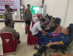 Polres Pelalawan gelar Bakti Kesehatan Donor darah dalam rangka Hari Ulang Tahun Bhayangkara ke-78 di Kabupaten Pelalawan.
