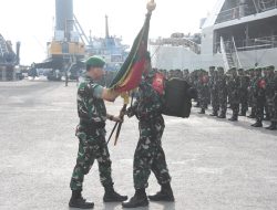 Brigjen TNI Dany Rakca Pimpin Upacara Pemberangkatan Satgas Yonif 131/BRS Pamtas RI – PNG Statis Prov. Papua 2024