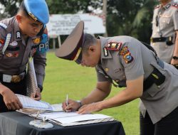 Kapolres Kuansing Pimpin Upacara Sertijab Kabag Ops, Kasat Intelkam dan Kapolsek Hulu Kuantan