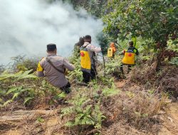 Pantang Pulang Sebelum Api Padam, Polres Rohul Berjibaku Menjinakkan Lahan Terbakar di Rokan IV Koto