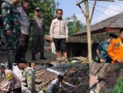 Polsek Nanggung Bersama Instansi Terkait Mengecek Lokasi TKP Adanya Tanah Longsor di Desa Nanggung Menimpa Dapur Rumah Warga