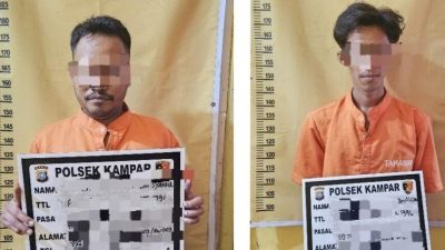 2 Pelaku Narkoba Ditangkap Polsek Kampar, Sembunyi di Plafon