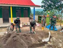 TMMD Kodim 0622 Tetap Gencar Di Tahap Akhir Pembangunan Desa Cicareuh Kec. Cikidang Kab. Sukabumi