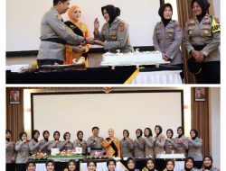 Syukuran HUT Polwan, Ibu Asuh Polwan Polres Sukabumi Berikan Kue Ulang Tahun