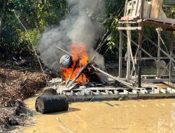 Polisi Tertibkan Aktivitas PETI di Aliran Bendungan Desa Koto Rajo