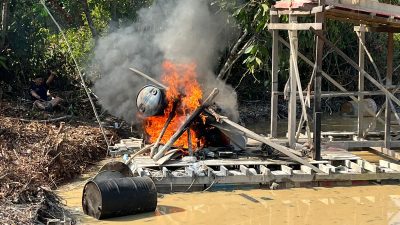 Polisi Tertibkan Aktivitas PETI di Aliran Bendungan Desa Koto Rajo