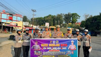 Satlantas Polres Kuansing Gelar Sosialisasi dan Pembagian Brosur Lomba Konten Video Himbauan Lalu Lintas 