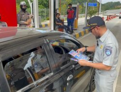 Polres Kampar Gelar Sosialisasi Operasi Zebra Lancang Kuning 2024 di Entrance Gerbang Tol Tanjung Alai