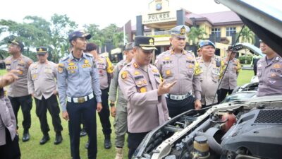 Polres Kuansing Gelar Apel Pengecekan Kendaraan Operasional untuk Pengawalan Logistik Pilkada 2024
