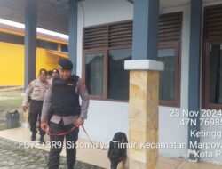 Satgas Sterilisasi Didukung Hewan Satwa K9 Melaksanakan Sterilisasi Beberapa Objek Vital
