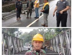 Pasca Banjir Bandang Kab Sukabumi, Dandim 0622/Kab. Sukabumi Pimpin langsung Pembuatan Jembatan Bailey di Cihaur Desa Sangrawayang Targetkan Dua Pekan Selsai