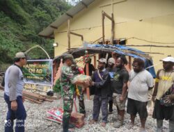 Jelang Hari Jadi TNI AD Ke-79 TA 2024, Koramil Tembagapura Gelar Karya Bakti dan Pemberian Bansos