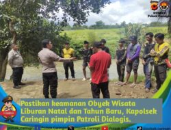 Pastikan Keamanan Obyek Wisata liburan Natal Dan tahun baru, Kapolsek Caringin Pimpin Patroli Dialogis