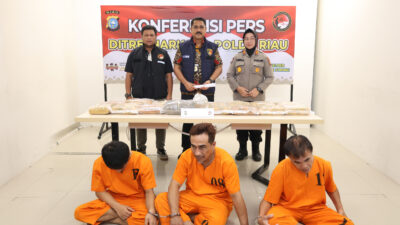 Polda Riau Tangkap 3 Komplotan Narkoba Lintas Provinsi, Amankan 15,61 Kg Ganja