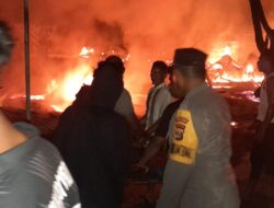 Polsek, Koramil, Damkar, dan Warga Bersinergi Padamkan Kebakaran Besar di Pasar Sp.4 Nyong, Pidie Jaya