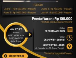 Siap-Siap! PWI Kota Bogor Gelar Turnamen Billiar, Pendaftaran Dibuka Mulai 14 Februari