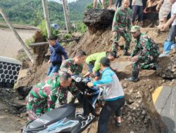 Gerak Cepat Kodim 0622/Kab. Sukabumi Tangani Jembatan Putus