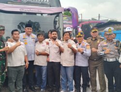 Sat Lantas Polres Bogor Bersama Forkompinda Lakukan Pengecekan Kelayakan Kendaraan Angkutan Umum Mudik Lebaran Idul Fitri 1446 H