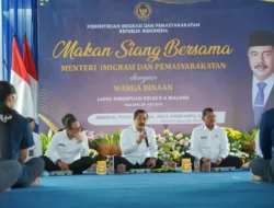 Menteri Imigrasi dan Pemasyarakatan Makan Siang Bersama Warga Binaan LPP Malang, Duduk Sama Rata Tanpa Pembeda