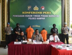 Polres Kampar Ekspos Penangkapan Dua Pelaku Narkoba dengan BB 1 Kg
