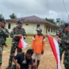 Hangatnya Perayaan HUT RI di Perbatasan: TNI dan Warga Upkim Bersatu, Kibarkan Merah Putih