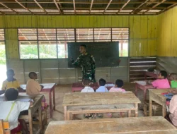 Satgas Yonif 126/KC Pos Kalikao Ajak Anak-anak SD YPPK Santo Sidorus Waropko Belajar dengan Ceria