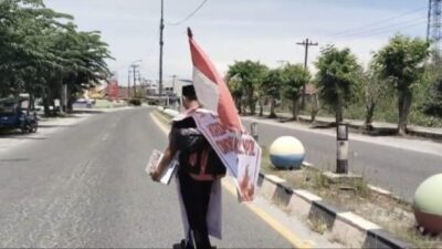 Protes Kriminalisasi Oknum Kompol DK, Mahmudin Aksi Jalan Kaki Tanjungbalai – Mabes Polri