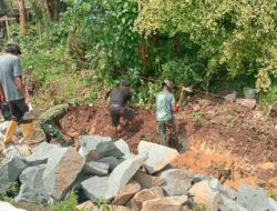 Satgas TMMD Ke-126 Kejar Pengerjaan Tanggul Penahan Tebing di Desa Nagacipta untuk Cegah Longsor