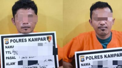 Satreskrim Polres Kampar Tangkap 2 Pelaku Curanmor di Desa Sei Jernih