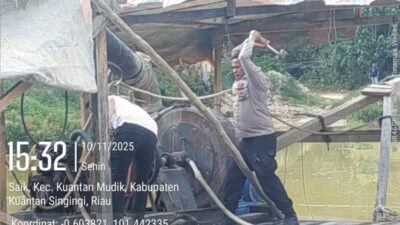 Polsek Kuantan Mudik Tertibkan Aktivitas PETI di Sungai Gingging Desa Saik