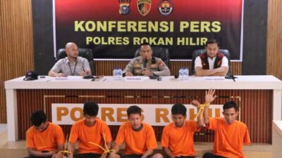 Ungkap Pencurian Kabel Reda di PT PHR, Polres Rohil Amankan 5 Orang Pelaku