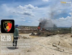 Polsek Kuantan Mudik Tertibkan 17 Rakit PETI di Sungai Tanalo