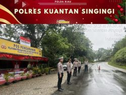 Diguyur Hujan, 4 Pos Pengamanan Nataru Polres Kuansing Tetap Berikan Pelayanan Terbaik