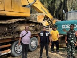Tertibkan Tambang Ilegal, Polres Kampar Gandeng Kodim 0313/KPR Amankan Alat Berat dan Pelaku