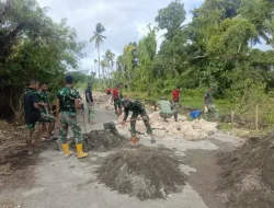 Personel Satgas TMMD Ke-127 Kodim 1514/Morotai Laksanakan Pemasangan Mal dan Pengecoran Drainase di Gotalamo