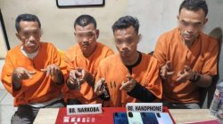 Satresnarkoba Polres Kampar Tangkap 4 Pelaku Narkoba di Dusun Sei Maki 