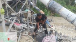 Polres Kuansing Tertibkan Aktivitas PETI di Kuantan Tengah, 3 Rakit Dimusnahkan