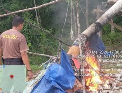 Tindak Lanjuti Laporan Masyarakat via Call Center 110, Polres Kuansing Tertibkan 3 Rakit PETI di Munsalo