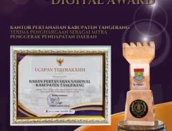 Kantor Pertanahan Kabupaten Tangerang Terima Penghargaan Sebagai Mitra Penggerak Pendapatan Daerah