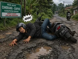 Lagi !!! Warga Graha Arradea Ciherang Terjatuh Dampak Kerusakan Jalan Raya Ciherang-Ciapus, Warga Desak Perbaikan Segera