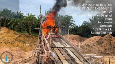 Polsek Hulu Kuantan Tertibkan Aktivitas Diduga PETI di Desa Serosah, Peralatan Dimusnahkan