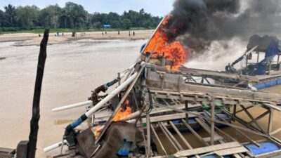 Polsek Cerenti Tertibkan 48 Rakit PETI di Lima Desa, Tegaskan Komitmen Jaga Kelestarian Sungai Kuantan