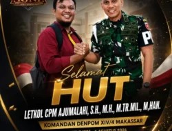 Aswar Humas & Publikasi KJNI Sampaikan Ucapan Selamat Ulang Tahun kepada Komandan Denpom XIV/4 Makassar