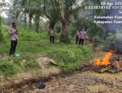 Respon Layanan Kepolisian 110, Polsek Kuantan Tengah Tertibkan Aktivitas PETI di Sungai Jering