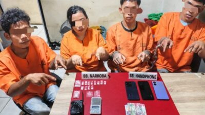 4 Pelaku Narkoba Ditangkap Polres Kampar, Sita 3.06 Gram Sabu